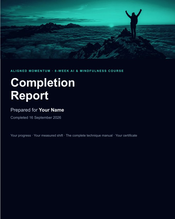The cover of the personalised Completion Report PDF.